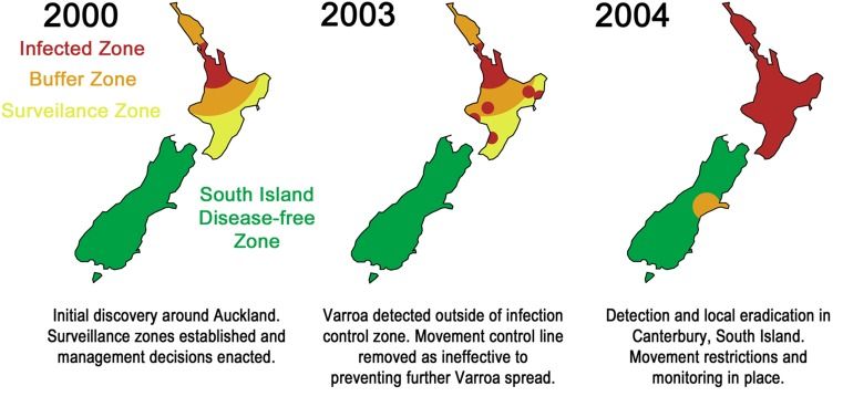 New Zealand's varroa spread between 2000 and 2004