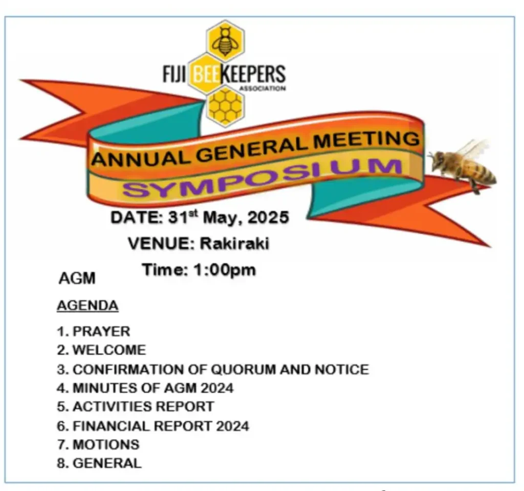Fiji Beekeepers Association 2025 Symposium and Annual General Meeting - 31st May 2025
